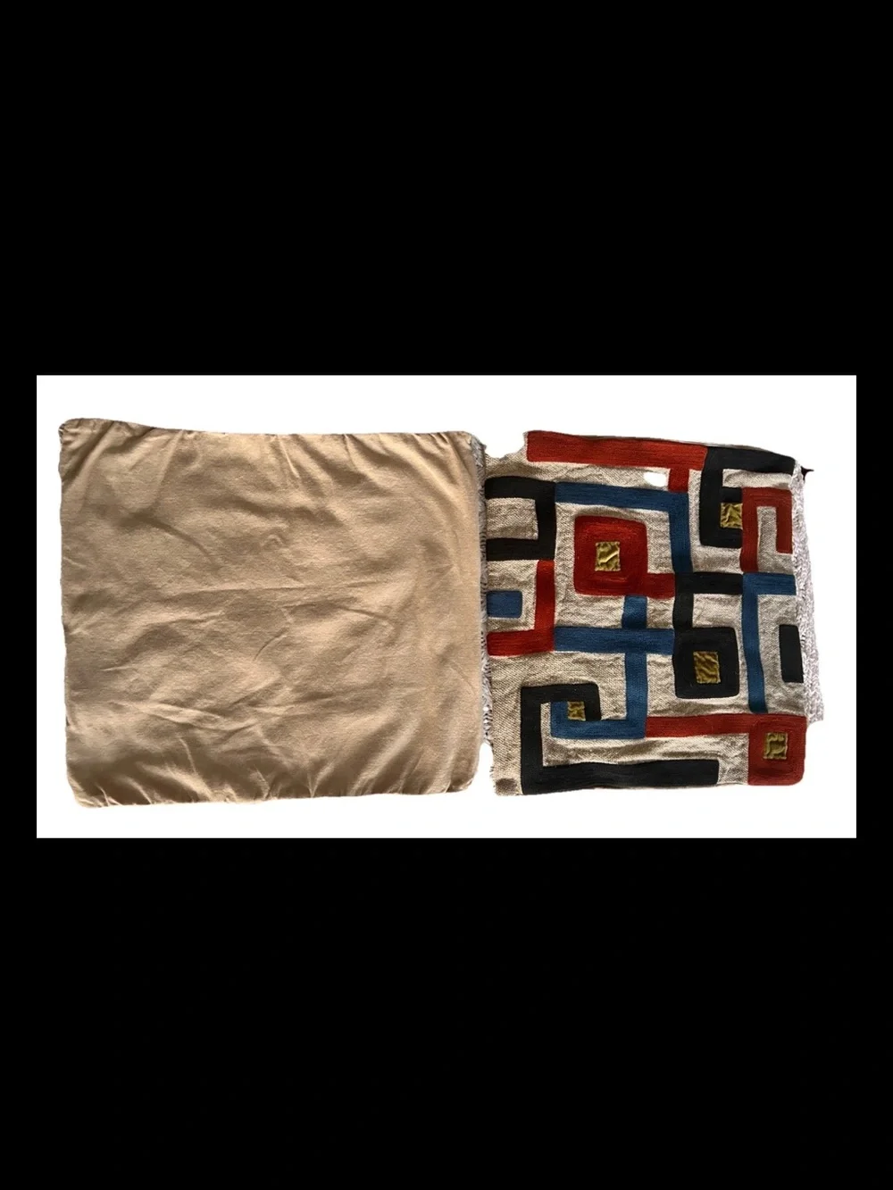 Crate & Barrel Ammara Geometric Linen Cotton Pillow Covers Set of 2 Modern 18x18